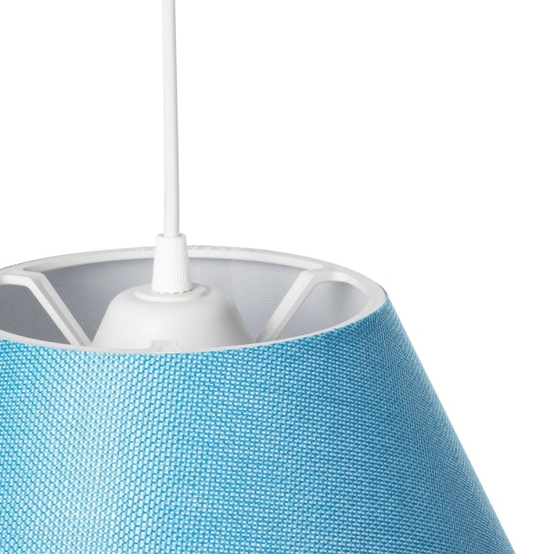 GloboStar® RIFT 203-0075 Μοντέρνο Κρεμαστό Φωτιστικό Καπέλο Μονόφωτο 1 x E27 IP20 Μπλε Ύφασμα - Μ35 x Π35 x Υ22.5cm