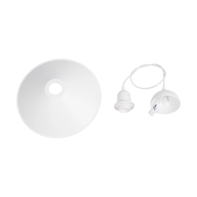 GloboStar® FERRO 203-0085 Μοντέρνο Κρεμαστό Φωτιστικό Καμπάνα Μονόφωτο 1 x E27 IP20 Λευκό Πλαστικό - Μ30 x Π30 x Υ15cm