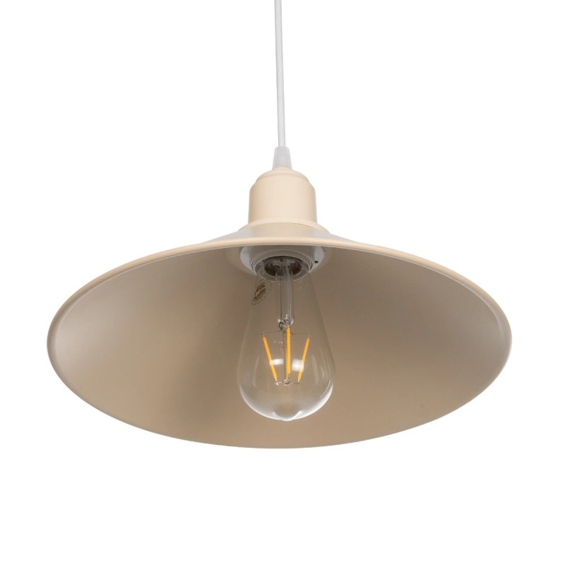 GloboStar® FERRO 203-0086 Μοντέρνο Κρεμαστό Φωτιστικό Καμπάνα Μονόφωτο 1 x E27 IP20 Μπεζ Πλαστικό - Μ30 x Π30 x Υ15cm