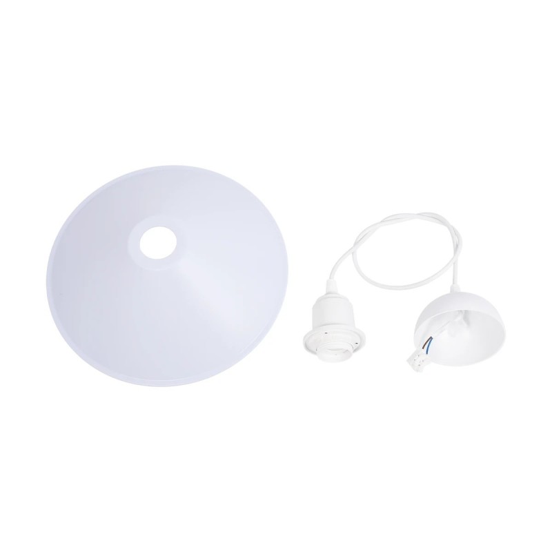 GloboStar® FERRO 203-0087 Μοντέρνο Κρεμαστό Φωτιστικό Καμπάνα Μονόφωτο 1 x E27 IP20 Λευκό Πλαστικό - Μ30 x Π30 x Υ15cm