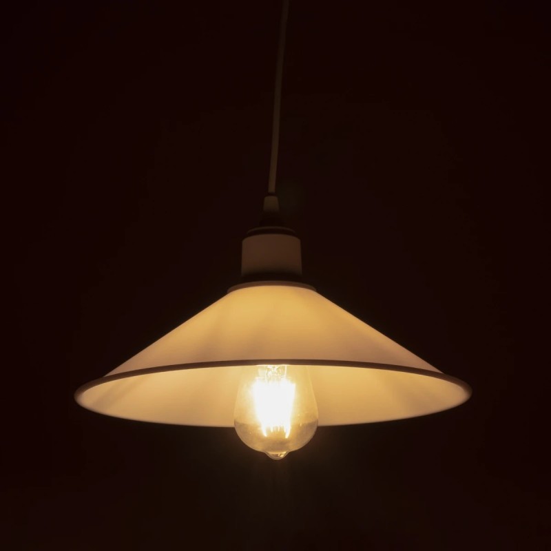 GloboStar® FERRO 203-0087 Μοντέρνο Κρεμαστό Φωτιστικό Καμπάνα Μονόφωτο 1 x E27 IP20 Λευκό Πλαστικό - Μ30 x Π30 x Υ15cm