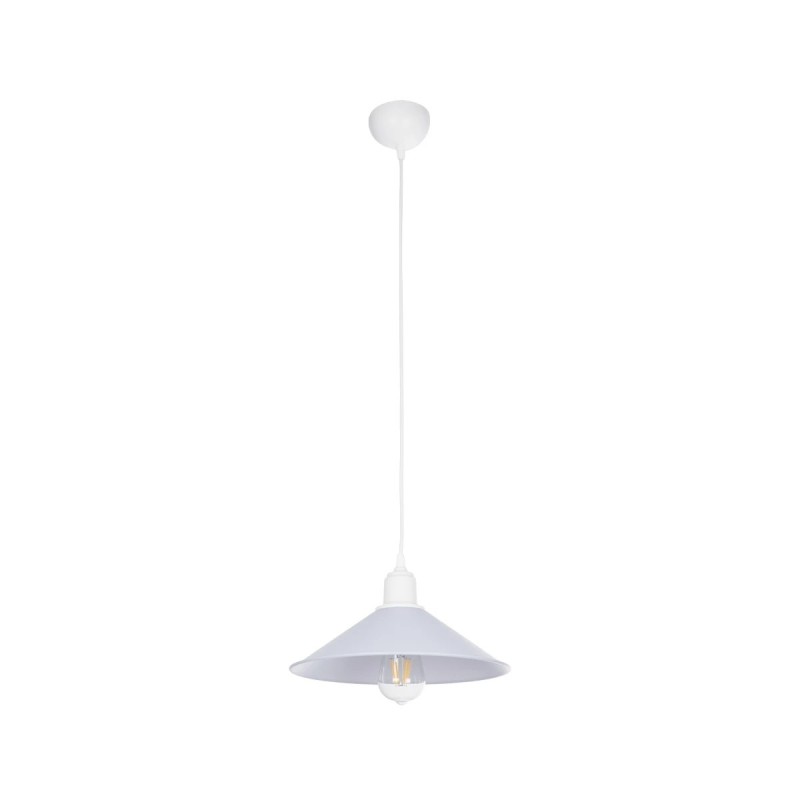 GloboStar® FERRO 203-0087 Μοντέρνο Κρεμαστό Φωτιστικό Καμπάνα Μονόφωτο 1 x E27 IP20 Λευκό Πλαστικό - Μ30 x Π30 x Υ15cm