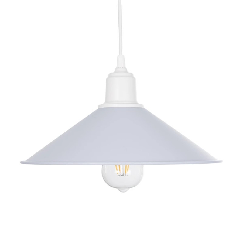 GloboStar® FERRO 203-0087 Μοντέρνο Κρεμαστό Φωτιστικό Καμπάνα Μονόφωτο 1 x E27 IP20 Λευκό Πλαστικό - Μ30 x Π30 x Υ15cm