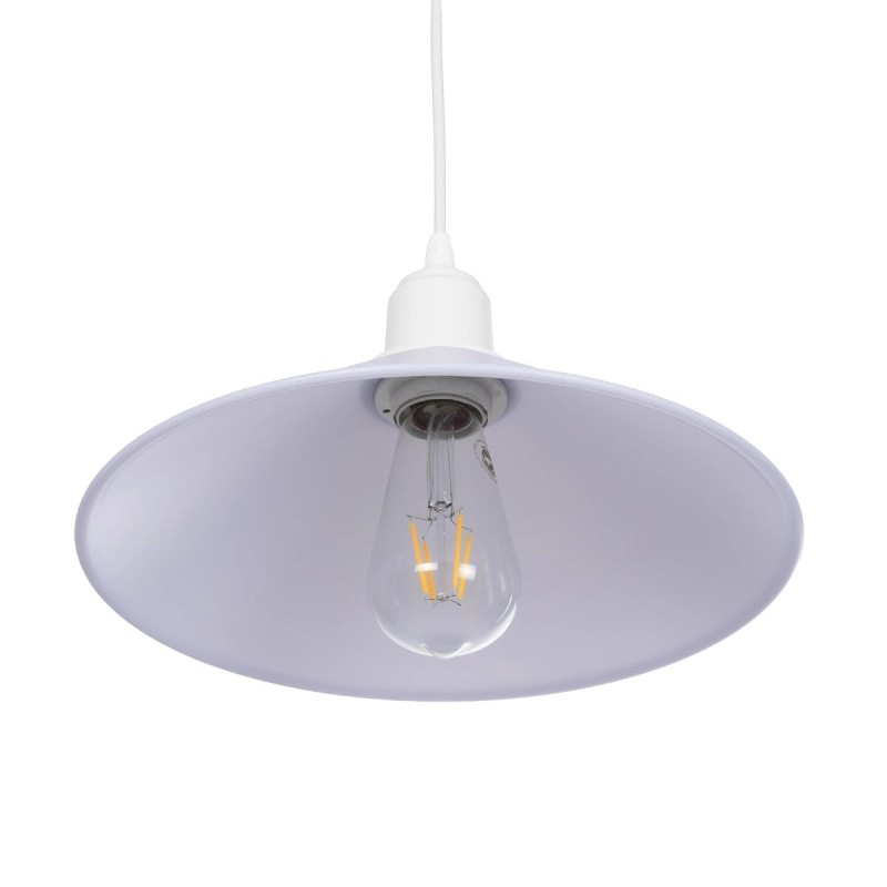 GloboStar® FERRO 203-0087 Μοντέρνο Κρεμαστό Φωτιστικό Καμπάνα Μονόφωτο 1 x E27 IP20 Λευκό Πλαστικό - Μ30 x Π30 x Υ15cm