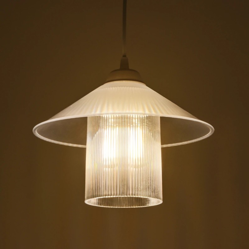 GloboStar® PROMO 203-0088 Μοντέρνο Κρεμαστό Φωτιστικό Καμπάνα Μονόφωτο 1 x E27 IP20 Λευκό Πλαστικό - Μ25.5 x Π25.5 x Υ20cm