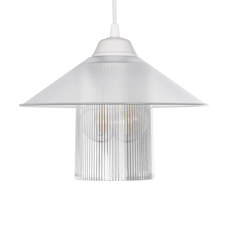 GloboStar® PROMO 203-0088 Μοντέρνο Κρεμαστό Φωτιστικό Καμπάνα Μονόφωτο 1 x E27 IP20 Λευκό Πλαστικό - Μ25.5 x Π25.5 x Υ20cm