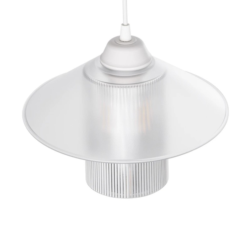 GloboStar® PROMO 203-0088 Μοντέρνο Κρεμαστό Φωτιστικό Καμπάνα Μονόφωτο 1 x E27 IP20 Λευκό Πλαστικό - Μ25.5 x Π25.5 x Υ20cm