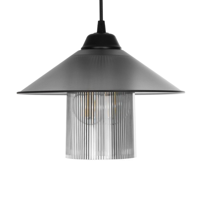 GloboStar® PROMO 203-0089 Μοντέρνο Κρεμαστό Φωτιστικό Καμπάνα Μονόφωτο 1 x E27 IP20 Μαύρο Πλαστικό - Μ25.5 x Π25.5 x Υ20cm