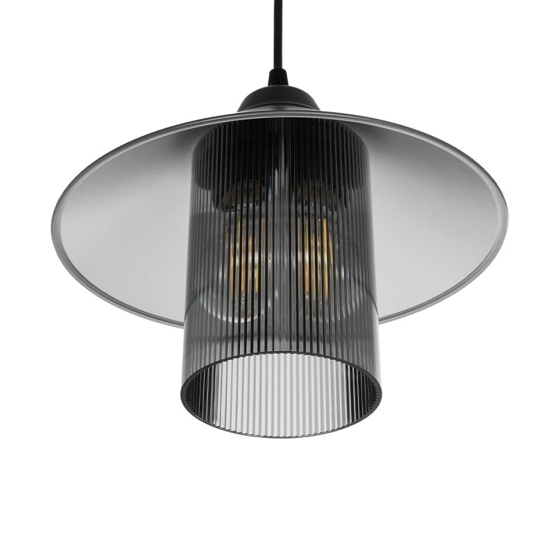 GloboStar® PROMO 203-0089 Μοντέρνο Κρεμαστό Φωτιστικό Καμπάνα Μονόφωτο 1 x E27 IP20 Μαύρο Πλαστικό - Μ25.5 x Π25.5 x Υ20cm