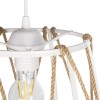 GloboStar® JUTE 203-0091 Μοντέρνο Κρεμαστό Φωτιστικό Σχοινί Μονόφωτο 1 x E27 IP20 Λευκό Μεταλλό με Μπεζ Σχοινί - Μ30 x Π30 x Υ23cm