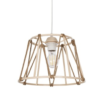 GLOBOSTAR® JUTE 203-0092 Μοντέρνο Κρεμαστό Φωτιστικό Οροφής με Ντουί 1 x E27 AC 220-240V IP20 - Μπεζ - Μ30 x Π30 x Υ23cm