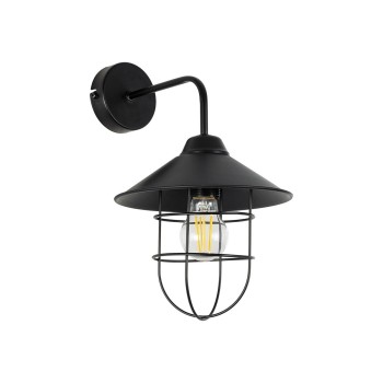 GLOBOSTAR® CAGE 203-0096 Vintage Φωτιστικό Τοίχου - Απλίκα με Ντουί 1 x E27 AC 220-240V IP20 - Μαύρο - M22 x Π28 x Υ35cm