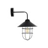 GloboStar® CAGE 203-0096 Vintage Επιτοίχιο Φωτιστικό Απλίκα Μονόφωτο 1 x E27 IP20 Μαύρο Μέταλλο - M22 x Π28 x Υ35cm