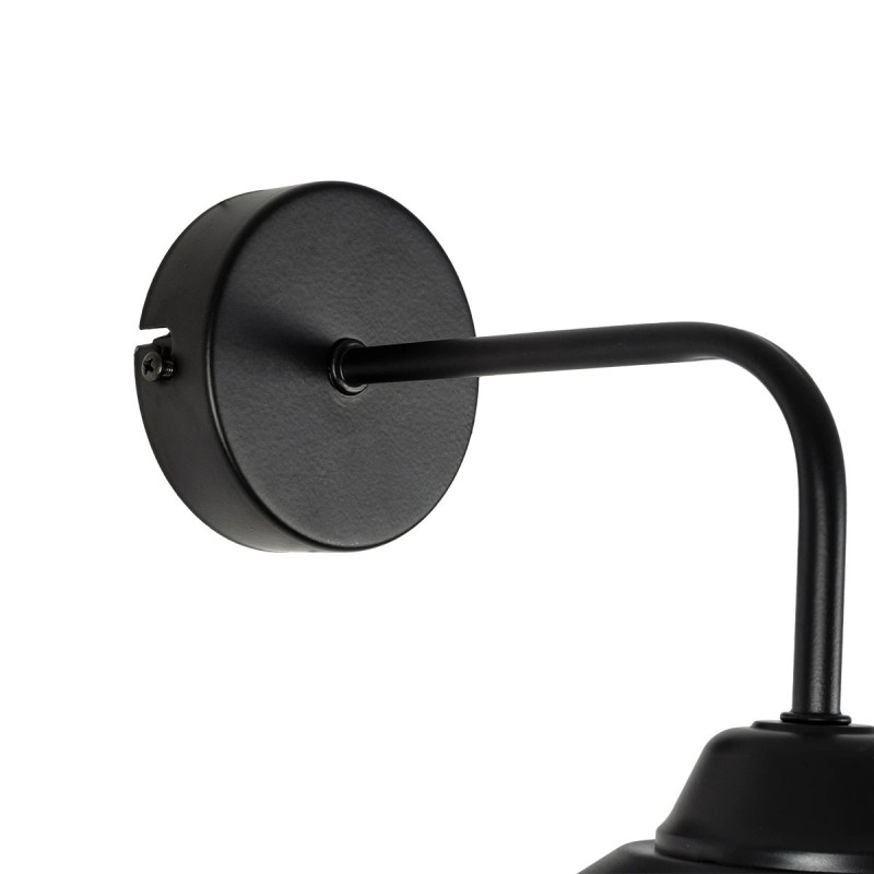 GloboStar® CAGE 203-0096 Vintage Επιτοίχιο Φωτιστικό Απλίκα Μονόφωτο 1 x E27 IP20 Μαύρο Μέταλλο - M22 x Π28 x Υ35cm