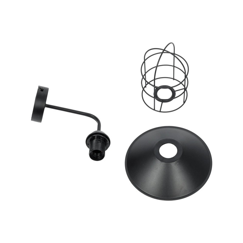 GloboStar® CAGE 203-0096 Vintage Επιτοίχιο Φωτιστικό Απλίκα Μονόφωτο 1 x E27 IP20 Μαύρο Μέταλλο - M22 x Π28 x Υ35cm