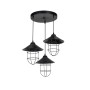 GLOBOSTAR® CAGE 203-0097 Vintage Κρεμαστό Φωτιστικό Οροφής με Ντουί 3 x E27 AC 220-240V IP20 - Μαύρο - Μ45 x Π45 x Υ45cm
