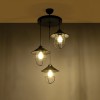 GloboStar® CAGE 203-0097 Vintage Κρεμαστό Φωτιστικό Καμπάνα Τρίφωτο 3 x E27 IP20 Μαύρο Μέταλλο - Μ30 x Π30 x Υ80cm
