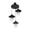 GloboStar® CAGE 203-0097 Vintage Κρεμαστό Φωτιστικό Καμπάνα Τρίφωτο 3 x E27 IP20 Μαύρο Μέταλλο - Μ30 x Π30 x Υ80cm