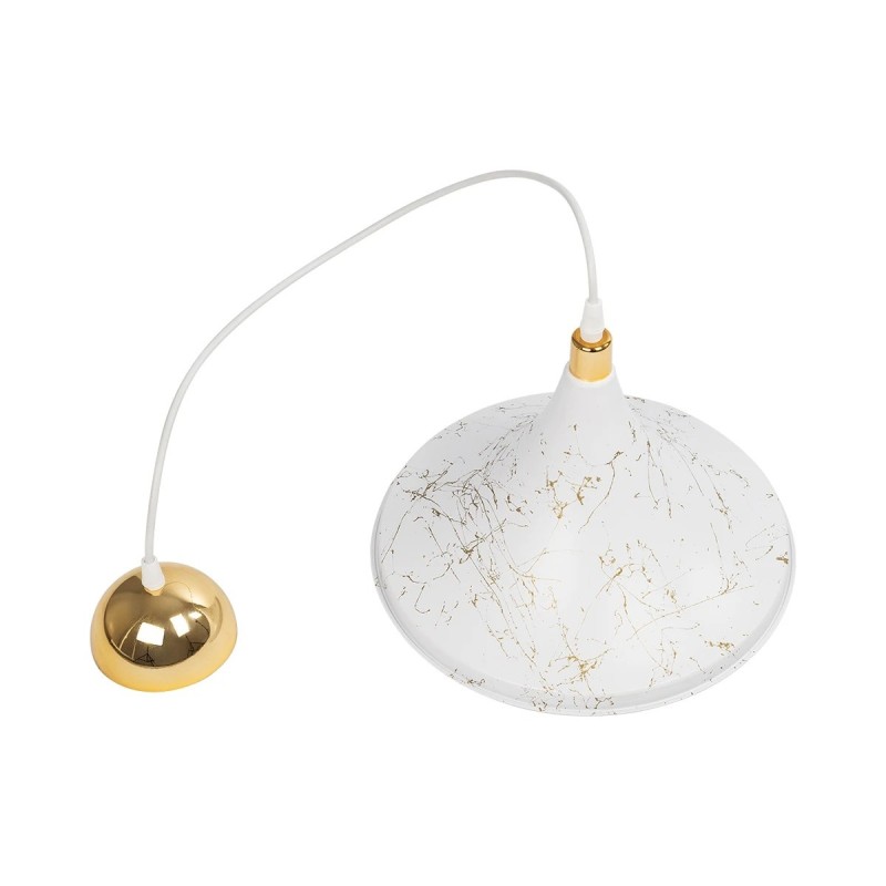 GloboStar® MARBLE 203-0098 Μοντέρνο Κρεμαστό Φωτιστικό Καμπάνα Μονόφωτο 1 x E27 IP20 Λεύκο & Χρυσό Πλαστικό - Μ30 x Π30 x Υ20cm