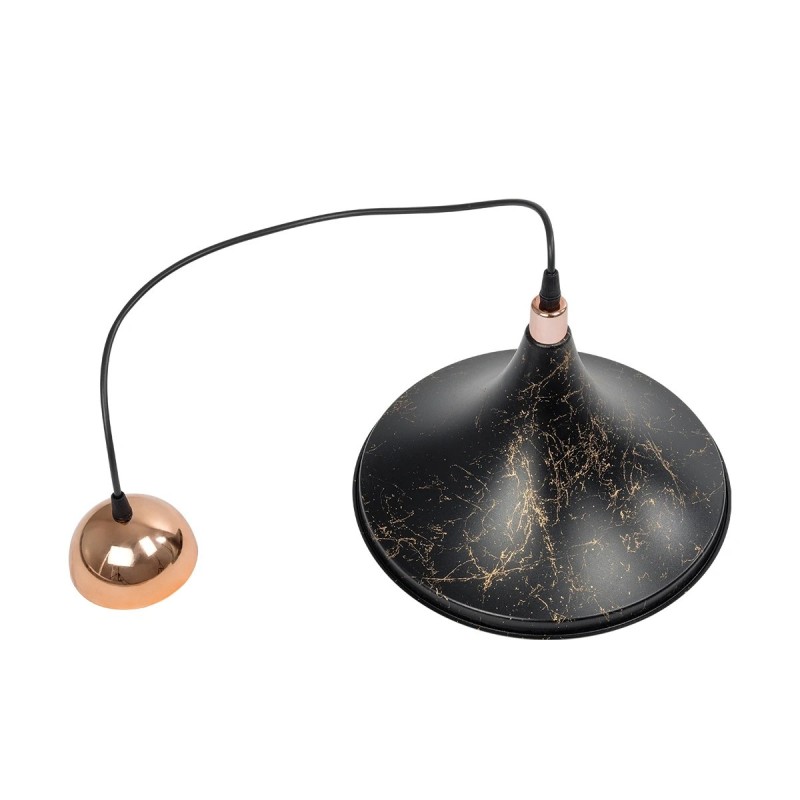 GloboStar® MARBLE 203-0099 Μοντέρνο Κρεμαστό Φωτιστικό Καμπάνα Μονόφωτο 1 x E27 IP20 Μαύρο & Χρυσό Πλαστικό - Μ30 x Π30 x Υ20cm
