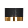 GloboStar® ZYKLUS 203-0100 Μοντέρνο Κρεμαστό Φωτιστικό Καπέλο Μονόφωτο 1 x E27 IP20 Μαύρο Ύφασμα με Χρυσό Μέταλλο - Μ36 x Π36 x Υ25cm