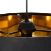 GloboStar® ZYKLUS 203-0100 Μοντέρνο Κρεμαστό Φωτιστικό Καπέλο Μονόφωτο 1 x E27 IP20 Μαύρο Ύφασμα με Χρυσό Μέταλλο - Μ36 x Π36 x Υ25cm