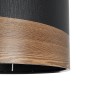 GloboStar® ZYKLUS 203-0101 Μοντέρνο Κρεμαστό Φωτιστικό Καπέλο Μονόφωτο 1 x E27 IP20 Μαύρο Ύφασμα με Καρυδί Ξύλο - Μ36 x Π36 x Υ25cm