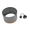 GloboStar® ZYKLUS 203-0102 Μοντέρνο Κρεμαστό Φωτιστικό Καπέλο Μονόφωτο 1 x E27 IP20 Γκρί & Καρυδί Ξύλο - Μ36 x Π36 x Υ25cm