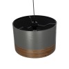 GloboStar® ZYKLUS 203-0102 Μοντέρνο Κρεμαστό Φωτιστικό Καπέλο Μονόφωτο 1 x E27 IP20 Γκρί & Καρυδί Ξύλο - Μ36 x Π36 x Υ25cm