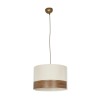 GloboStar® ZYKLUS 203-0103 Μοντέρνο Κρεμαστό Φωτιστικό Καπέλο Μονόφωτο 1 x E27 IP20 Μπεζ Ύφασμα με Καρυδί Ξύλο - Μ36 x Π36 x Υ25cm