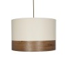 GloboStar® ZYKLUS 203-0103 Μοντέρνο Κρεμαστό Φωτιστικό Καπέλο Μονόφωτο 1 x E27 IP20 Μπεζ Ύφασμα με Καρυδί Ξύλο - Μ36 x Π36 x Υ25cm