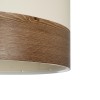 GloboStar® ZYKLUS 203-0103 Μοντέρνο Κρεμαστό Φωτιστικό Καπέλο Μονόφωτο 1 x E27 IP20 Μπεζ Ύφασμα με Καρυδί Ξύλο - Μ36 x Π36 x Υ25cm