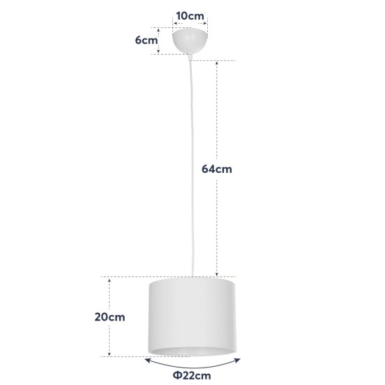 GloboStar® BLAZE 203-0107 Μοντέρνο Κρεμαστό Φωτιστικό Καπέλο Μονόφωτο 1 x E27 IP20 Μπεζ Ύφασμα - Μ22 x Π22 x Υ20cm