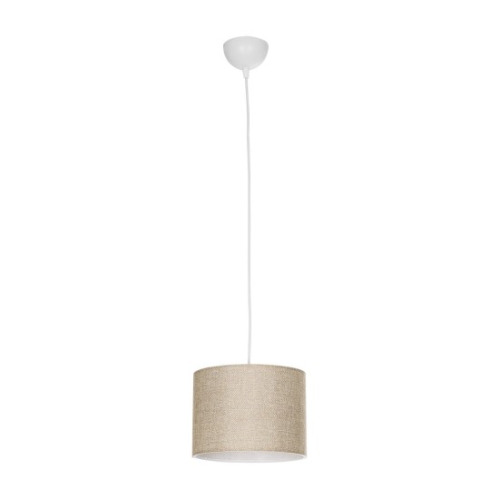 GloboStar® BLAZE 203-0107 Μοντέρνο Κρεμαστό Φωτιστικό Καπέλο Μονόφωτο 1 x E27 IP20 Μπεζ Ύφασμα - Μ22 x Π22 x Υ20cm