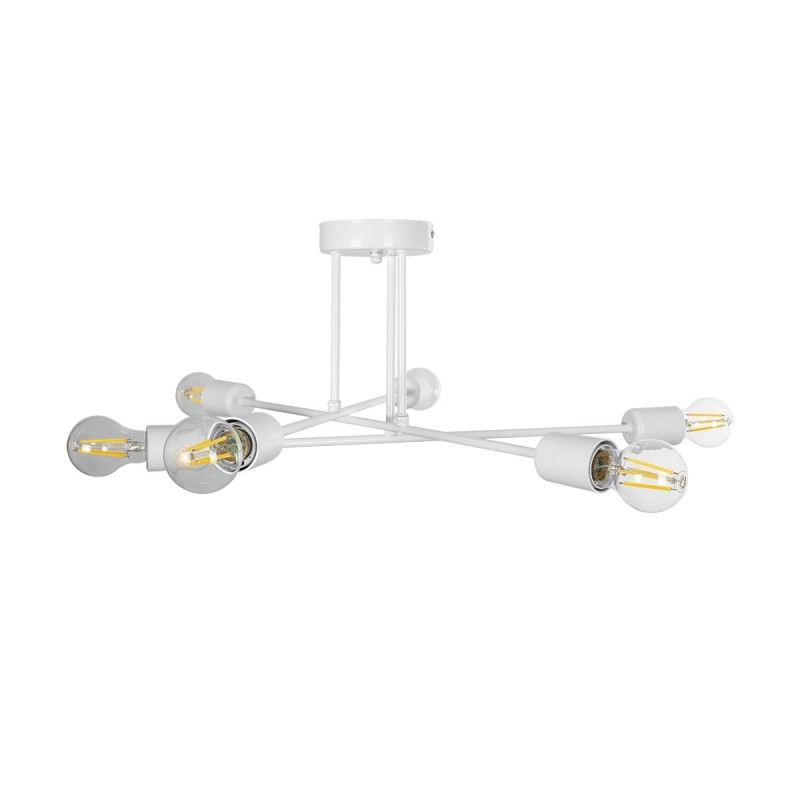 GloboStar® SPIDI 203-0113 Μοντέρνο Φωτιστικό Οροφής Πλέγμα Πολύφωτο 6 x E27 IP20 Λευκό Μέταλλο - Μ61 x Π61 x Υ37cm