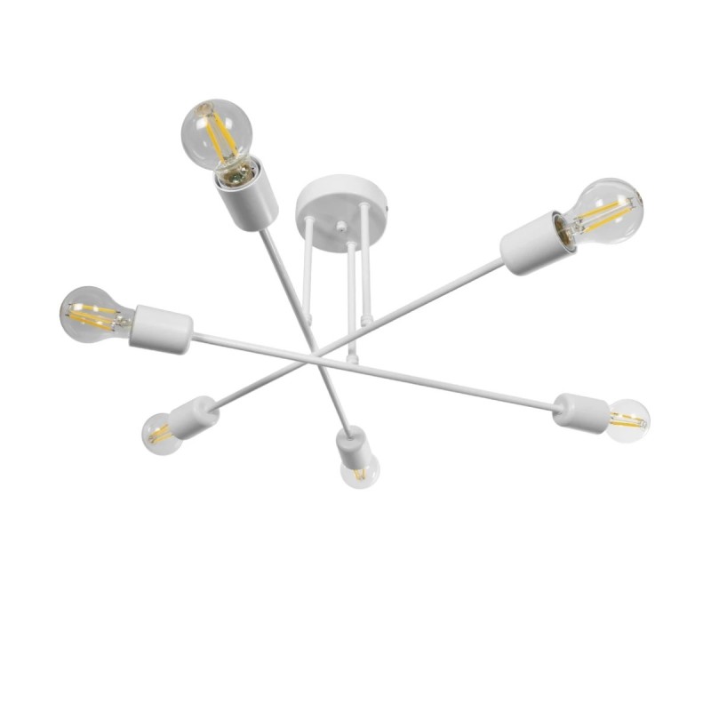 GloboStar® SPIDI 203-0113 Μοντέρνο Φωτιστικό Οροφής Πλέγμα Πολύφωτο 6 x E27 IP20 Λευκό Μέταλλο - Μ61 x Π61 x Υ37cm