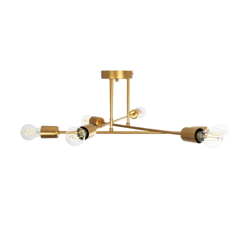 GloboStar® SPIDI 203-0114 Μοντέρνο Φωτιστικό Οροφής Πλέγμα Πολύφωτο 6 x E27 IP20 Ροζ Χρυσό Μέταλλο - Μ61 x Π61 x Υ37cm