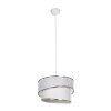 GloboStar® SONIA 203-0115 Μοντέρνο Κρεμαστό Φωτιστικό Καπέλο Μονόφωτο 1 x E27 IP20 Λευκό Ύφασμα με Ασημί Λεπτομέρεια -Μ30 x Π30 x Υ90 cm