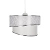 GloboStar® SONIA 203-0115 Μοντέρνο Κρεμαστό Φωτιστικό Καπέλο Μονόφωτο 1 x E27 IP20 Λευκό Ύφασμα με Ασημί Λεπτομέρεια -Μ30 x Π30 x Υ90 cm