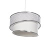 GloboStar® SONIA 203-0115 Μοντέρνο Κρεμαστό Φωτιστικό Καπέλο Μονόφωτο 1 x E27 IP20 Λευκό Ύφασμα με Ασημί Λεπτομέρεια -Μ30 x Π30 x Υ90 cm
