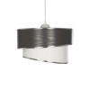 GloboStar® SONIA 203-0116 Μοντέρνο Κρεμαστό Φωτιστικό Καπέλο Μονόφωτο 1 x E27 IP20 Σκούρο Γκρι & Λευκό Ύφασμα με Ασημί Λεπτομέρεια - Μ30 x Π30 x Υ90 cm