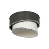 GloboStar® SONIA 203-0116 Μοντέρνο Κρεμαστό Φωτιστικό Καπέλο Μονόφωτο 1 x E27 IP20 Σκούρο Γκρι & Λευκό Ύφασμα με Ασημί Λεπτομέρεια - Μ30 x Π30 x Υ90 cm