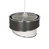 GloboStar® SONIA 203-0116 Μοντέρνο Κρεμαστό Φωτιστικό Καπέλο Μονόφωτο 1 x E27 IP20 Σκούρο Γκρι & Λευκό Ύφασμα με Ασημί Λεπτομέρεια - Μ30 x Π30 x Υ90 cm