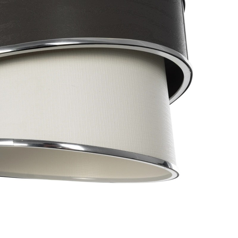GloboStar® SONIA 203-0116 Μοντέρνο Κρεμαστό Φωτιστικό Καπέλο Μονόφωτο 1 x E27 IP20 Σκούρο Γκρι & Λευκό Ύφασμα με Ασημί Λεπτομέρεια - Μ30 x Π30 x Υ90 cm