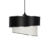 GloboStar® SONIA 203-0118 Μοντέρνο Κρεμαστό Φωτιστικό Καπέλο Μονόφωτο 1 x E27 IP20 Μαύρο & Λευκό Ύφασμα με Ασημί Λεπτομέρεια - Μ30 x Π30 x Υ90 cm