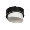 GloboStar® SONIA 203-0118 Μοντέρνο Κρεμαστό Φωτιστικό Καπέλο Μονόφωτο 1 x E27 IP20 Μαύρο & Λευκό Ύφασμα με Ασημί Λεπτομέρεια - Μ30 x Π30 x Υ90 cm