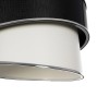 GloboStar® SONIA 203-0118 Μοντέρνο Κρεμαστό Φωτιστικό Καπέλο Μονόφωτο 1 x E27 IP20 Μαύρο & Λευκό Ύφασμα με Ασημί Λεπτομέρεια - Μ30 x Π30 x Υ90 cm