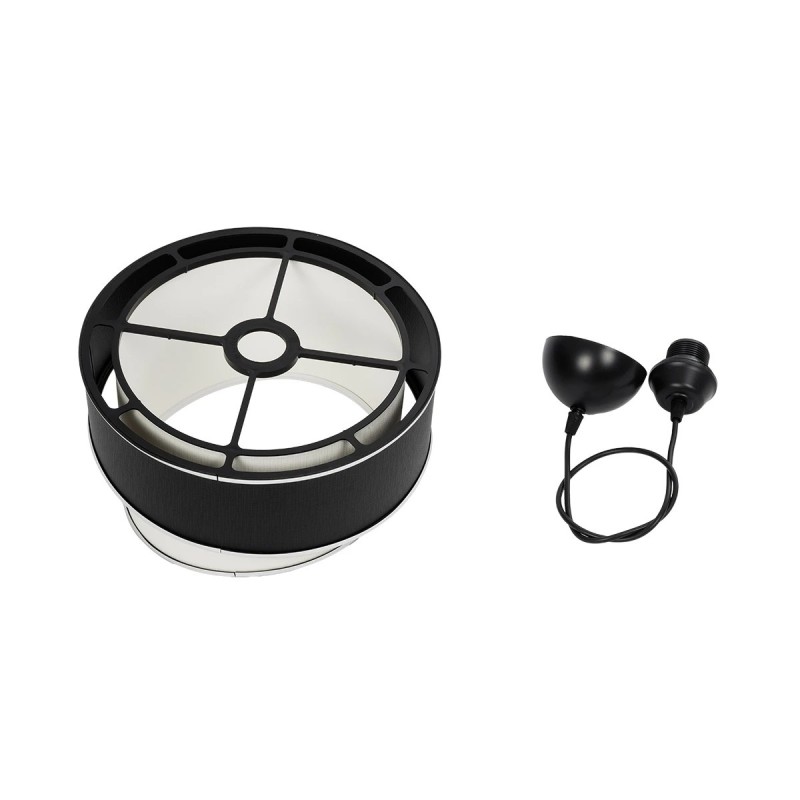 GloboStar® SONIA 203-0118 Μοντέρνο Κρεμαστό Φωτιστικό Καπέλο Μονόφωτο 1 x E27 IP20 Μαύρο & Λευκό Ύφασμα με Ασημί Λεπτομέρεια - Μ30 x Π30 x Υ90 cm