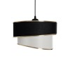 GloboStar® SONIA 203-0120 Μοντέρνο Κρεμαστό Φωτιστικό Καπέλο Μονόφωτο 1 x E27 IP20 Μαύρο & Μπεζ Ύφασμα με Χρυσή Λεπτομέρεια - Μ30 x Π30 x Υ90 cm