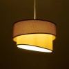 GloboStar® SONIA 203-0121 Μοντέρνο Κρεμαστό Φωτιστικό Καπέλο Μονόφωτο 1 x E27 IP20 Σκούρο Μπεζ & Μπεζ Ύφασμα με Χρυσή Λεπτομέρεια - Μ30 x Π30 x Υ90 cm